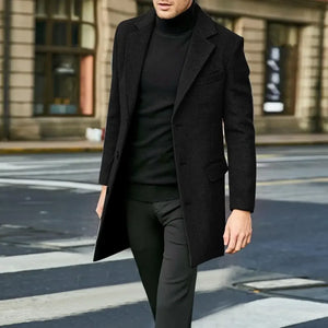 British style long-sleeved woolen coat autumn and winter men's trendy coat Casual Business Jackets Man Warm Coat Outerwear men's