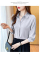 New Spring satin shirts solid color office ladies shirts fashion Women Blouses Long Sleeve Tops Blusas Mujer