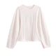 HH Women's 2-Piece Set Fashion Slimming Double-Sided Fabric Round Neck Long-Sleeve Top+Elegant Stretch Casual Wide Leg Pants