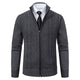 Thickened jacket men's autumn and winter warm trend line stand collar knitted cardigan sweater coat