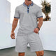 Summer Men Sports Polo Suit Short Sleeve Stylish Zipper Polo Shirt And Shorts Set Men Casual Streetwear 2-pie Leisure Sports Set