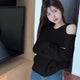 Women's Clothing Off Shoulder Sweet Sweaters Autumn/Winter Sexy Unique Tops Lady Elegant Crew Neck Knitted All-match Pullovers