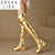 ORCHA LISA Over Knee Boots 60cm High Shiny Fashion Round Toe Wedge Heel Heel Big Size 47 48 US16 US17 Red Black