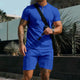 Men's Comfortable Short-Sleeved Waffle Polo Shirt And Shorts Set - Breathable Lightweight Spring/Summer Clothing