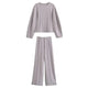 HH Women's 2-Piece Set Fashion Slimming Double-Sided Fabric Round Neck Long-Sleeve Top+Elegant Stretch Casual Wide Leg Pants