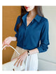 New Spring satin shirts solid color office ladies shirts fashion Women Blouses Long Sleeve Tops Blusas Mujer