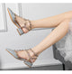 Summer high-heeled women's sandals Fashion brand design pointed rivet red casual shoes Large size 41-43