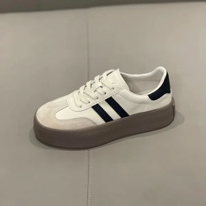 Spring and Autumn Fashion Thick-Soled Casual Shoes, Sports Sneakers, Genuine Leather Retro Soft-Soled Single Shoes 2025