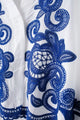 HH Women's 2-piece Set Of Blue Embroidered Single-breasted Loose Shirt + Chic High-waisted Loose Pleated Street Skirt Suit