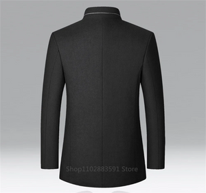 Autumn/Winter Woolen Coat British Style Solid Mid-Length Men Wool Woolen Jacket Men Coat Business Overcoat Male