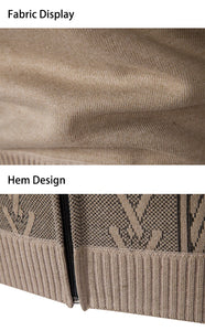 Thickened jacket men's autumn and winter warm trend line stand collar knitted cardigan sweater coat
