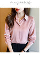 New Spring satin shirts solid color office ladies shirts fashion Women Blouses Long Sleeve Tops Blusas Mujer