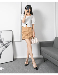 Summer high-heeled women's sandals Fashion brand design pointed rivet red casual shoes Large size 41-43