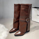 Fashion High Heels Knee High Boots for Women Winter 2025 Trend Pointed Toe Knight Boots Woman Fold Over PU Leather Long Botas