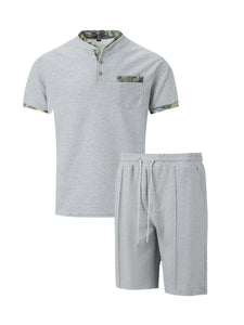 Summer Men Sports Polo Suit Short Sleeve Stylish Zipper Polo Shirt And Shorts Set Men Casual Streetwear 2-pie Leisure Sports Set
