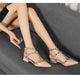 Summer high-heeled women's sandals Fashion brand design pointed rivet red casual shoes Large size 41-43
