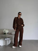 FSMG Casual Sweatshirt Pants Set Solid Zippers Jackets Loose High Waist Lace-up Elastic Waist Trousers Suits Sportswear 2 Pieces