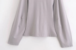 HH Women's 2-Piece Set Fashion Slimming Double-Sided Fabric Round Neck Long-Sleeve Top+Elegant Stretch Casual Wide Leg Pants