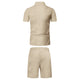 Men's Comfortable Short-Sleeved Waffle Polo Shirt And Shorts Set - Breathable Lightweight Spring/Summer Clothing