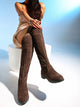2024 New Women Boots Winter brown Over The Knee Boots Comfort Lace Up Chunky High Heels Shoes Fashion Warm Suede Round Toe Boots