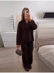 Casual Simple Loose Sweater Trousers Set Solid Color Retro Versatile Comfortable Streetwear Top Pants Commuting Women's Outfit