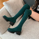 Stretchy Knit Over The Knee Boots Women Plus Size 35-42 Thick Heel Long Boots Woman Comfortable Slip On Slim High Botas Mujer