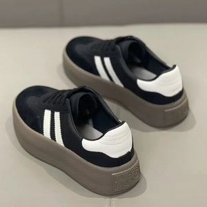 Spring and Autumn Fashion Thick-Soled Casual Shoes, Sports Sneakers, Genuine Leather Retro Soft-Soled Single Shoes 2025