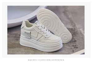 Koznoy 8cm Cow Genuine Leather Comfy Casual Breathable Platform Autumn Fall Ladies Vulcanize Women Chunky Sneakers High Brand