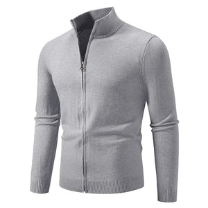 Animal Game Men's Zipper Cardigan Sweater Slim Fit Sweaters Stand Knitwear Jumper Warm Cold Blouse Zip Long Sweatcoats