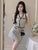 Ele Two-Piece Set  Sensation Small Cro Faion ort Women's Clothing Whole Set V-Ne Buttoning Polyester
