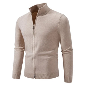 Animal Game Men's Zipper Cardigan Sweater Slim Fit Sweaters Stand Knitwear Jumper Warm Cold Blouse Zip Long Sweatcoats