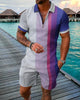 Funny 3D Printed Men's 2 Piece Sets Fashion Polo Shirt+Shorts Outfit Casual Short Sleeve Zipper Shirts Summer Hip Hop Streetwear