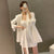 Ele Long Sve Suit Jaet ort Coat + Waist-Cinching Vest Dr Women's Faion Set Cotton Material Autumn Season