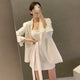 Ele Long Sve Suit Jaet ort Coat + Waist-Cinching Vest Dr Women's Faion Set Cotton Material Autumn Season