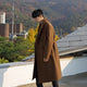 2024 Spring Medium Length Coat Men Fashion Woolen Trench Coats Korean Loose Casual Double Breasted Jackets
