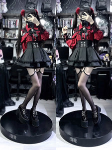 3-Color Sweet Gothic Lolita Coord Set, Off Shoulder Lace Blouse & High Waist Skirt, Kawaii Japanese Style Two Piece Outfit S-XL