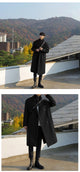 2024 Spring Medium Length Coat Men Fashion Woolen Trench Coats Korean Loose Casual Double Breasted Jackets