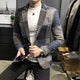 Mens Woolen Jacket 2023 Autumn Winter Fleece Warm Plaid Woolen Coat Streetwear Casual Slim Fit Jacket Coat Fashion Men Clothing