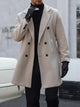 Fall/winter men's and women's solid color double breasted woolen coat with belt and collar, business casual long sleeved jacket,