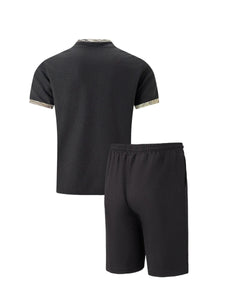 Summer Men Sports Polo Suit Short Sleeve Stylish Zipper Polo Shirt And Shorts Set Men Casual Streetwear 2-pie Leisure Sports Set