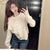 Women's Clothing Off Shoulder Sweet Sweaters Autumn/Winter Sexy Unique Tops Lady Elegant Crew Neck Knitted All-match Pullovers