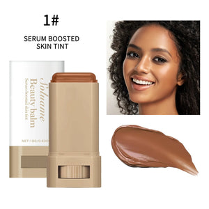 2PCS Foundation Stick Beauty Balm Serum Boosted Skin Tint, Solid Tinted Moisturizing Serum Contour Stick Foundation Face Stick f