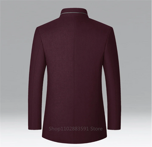 Autumn/Winter Woolen Coat British Style Solid Mid-Length Men Wool Woolen Jacket Men Coat Business Overcoat Male