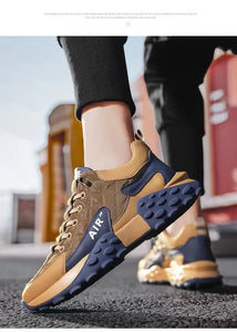 Men's Comfortable Running Shoes Dad Sneakers Thick Sole Breathable Low Cut Spring Autumn Season Sporty Casual Shoes