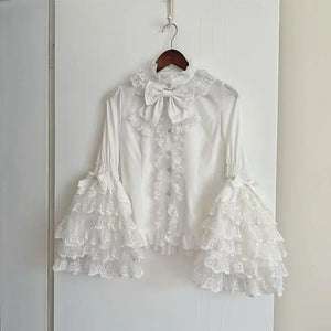 3-Color Sweet Gothic Lolita Coord Set, Off Shoulder Lace Blouse & High Waist Skirt, Kawaii Japanese Style Two Piece Outfit S-XL