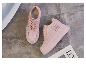 Koznoy 8cm Cow Genuine Leather Comfy Casual Breathable Platform Autumn Fall Ladies Vulcanize Women Chunky Sneakers High Brand