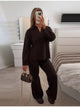 Casual Simple Loose Sweater Trousers Set Solid Color Retro Versatile Comfortable Streetwear Top Pants Commuting Women's Outfit