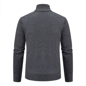 Thickened jacket men's autumn and winter warm trend line stand collar knitted cardigan sweater coat