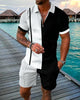 Funny 3D Printed Men's 2 Piece Sets Fashion Polo Shirt+Shorts Outfit Casual Short Sleeve Zipper Shirts Summer Hip Hop Streetwear