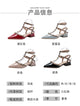 Summer high-heeled women's sandals Fashion brand design pointed rivet red casual shoes Large size 41-43